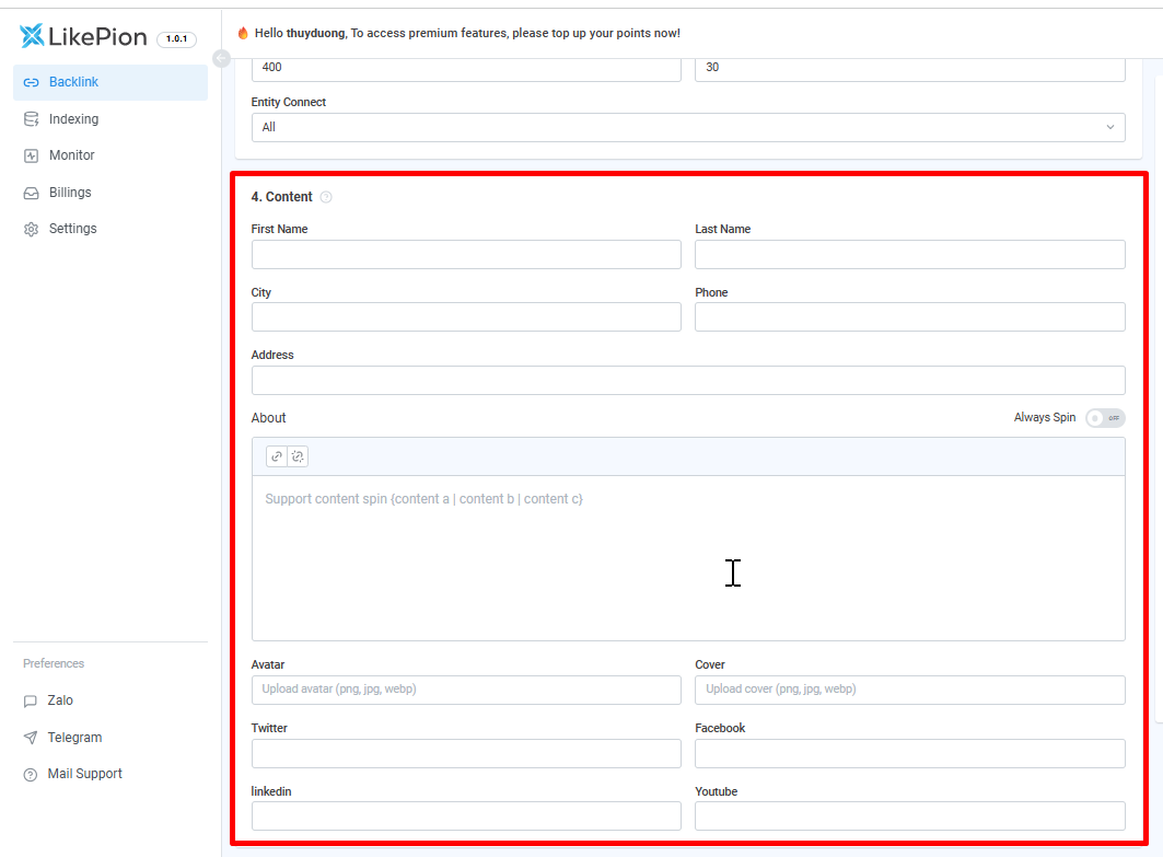 How To Set Up Profile Backlink With Likepion (12)