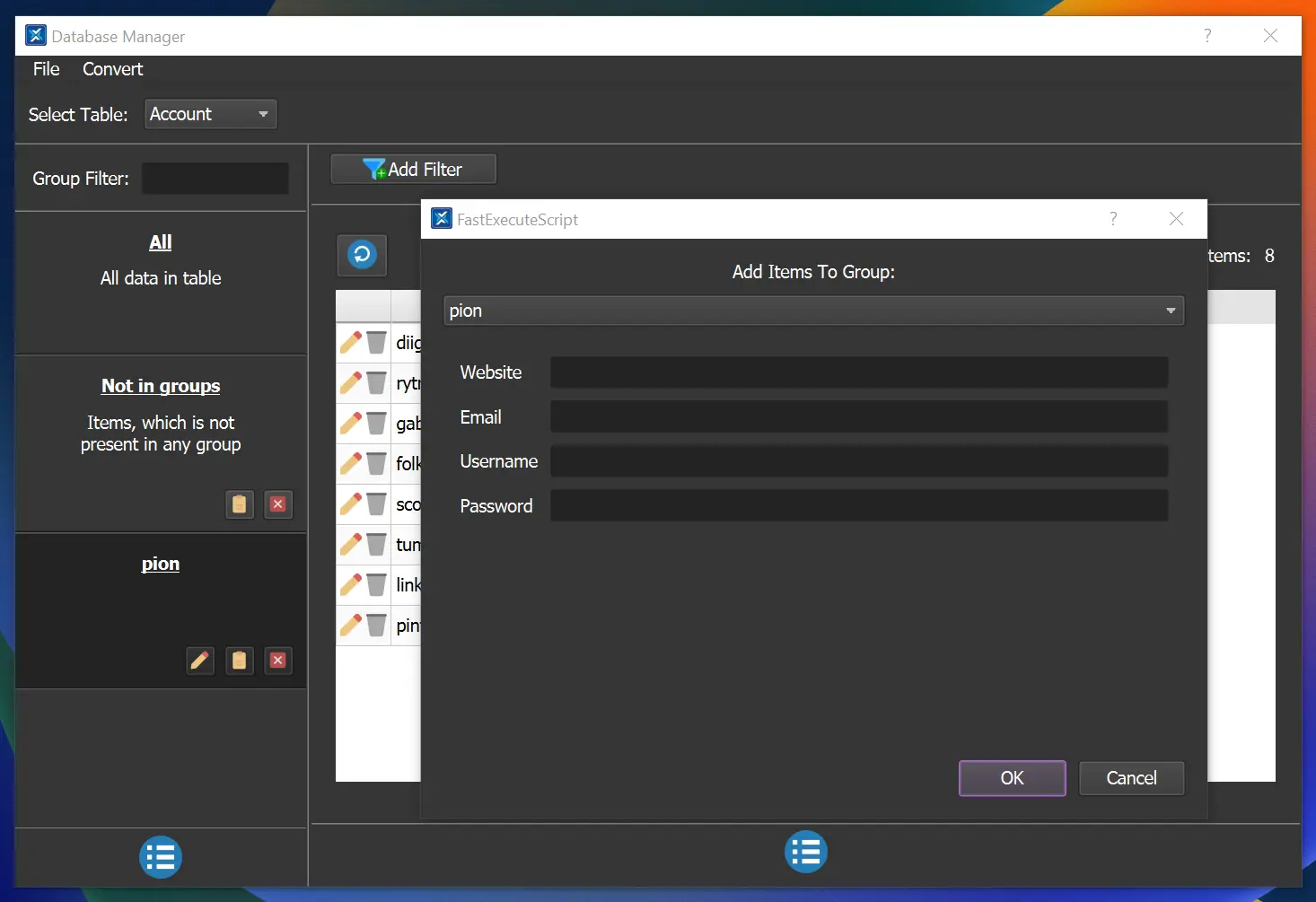SocialKing Database Manager Add Item SocialKing Database Manager Add Item